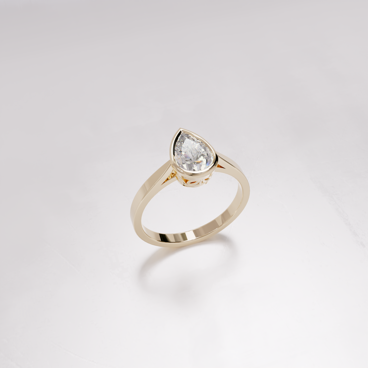 Amalfi - pierścionek z diamentem - 1.00 CT / VS / F, żółte złoto - próba 750