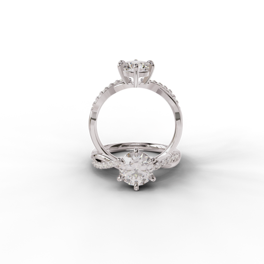 Pompeii - pierścionek z diamentem - 1.14 CT / VS / F, białe złoto - próba 750